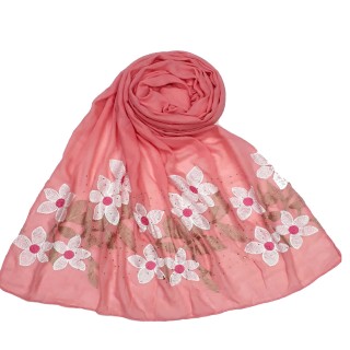 Designer Ari diamond cotton stole - Baby Pink